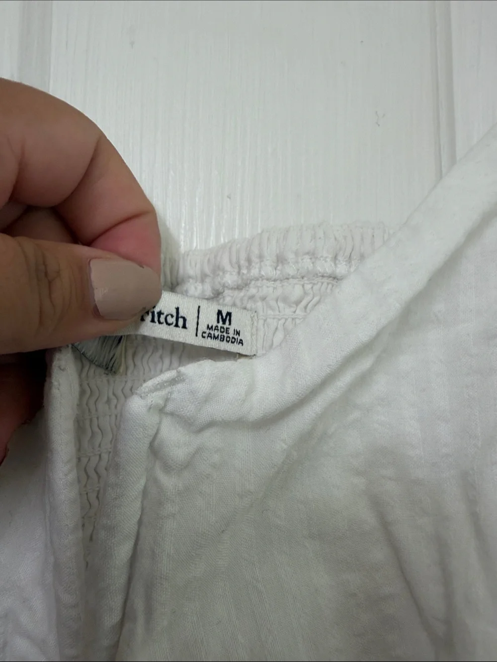Abercrombie & Fitch White Puff-Sleeve Square Neck Blouse